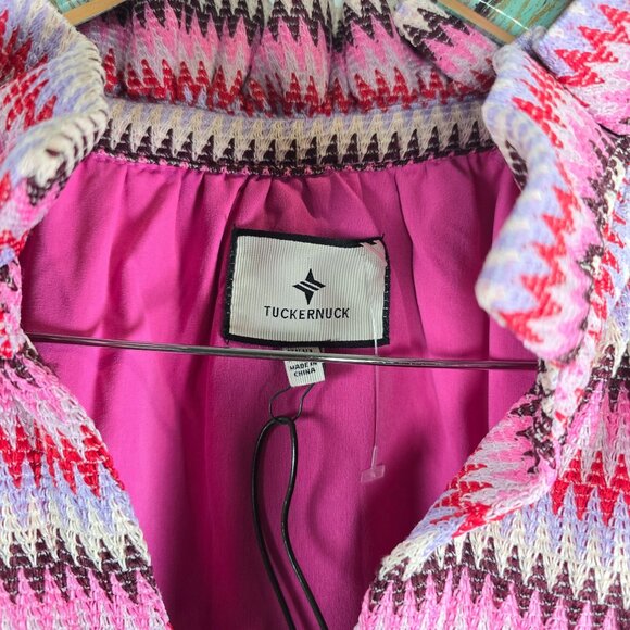 Tuckernuck Midi Zigzag Knit Stripe Crawford Dress Flutter Sleeves XXXL NWT - Picture 5 of 9